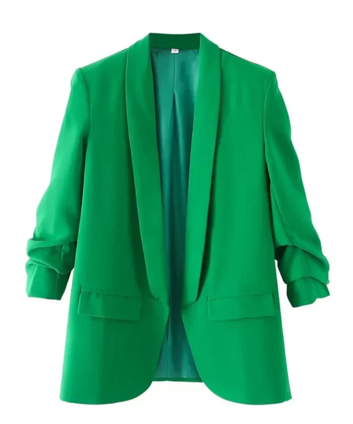 Blazer feminino alongado e manga ajustável modix