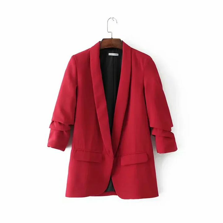 Blazer feminino alongado e manga ajustável modix