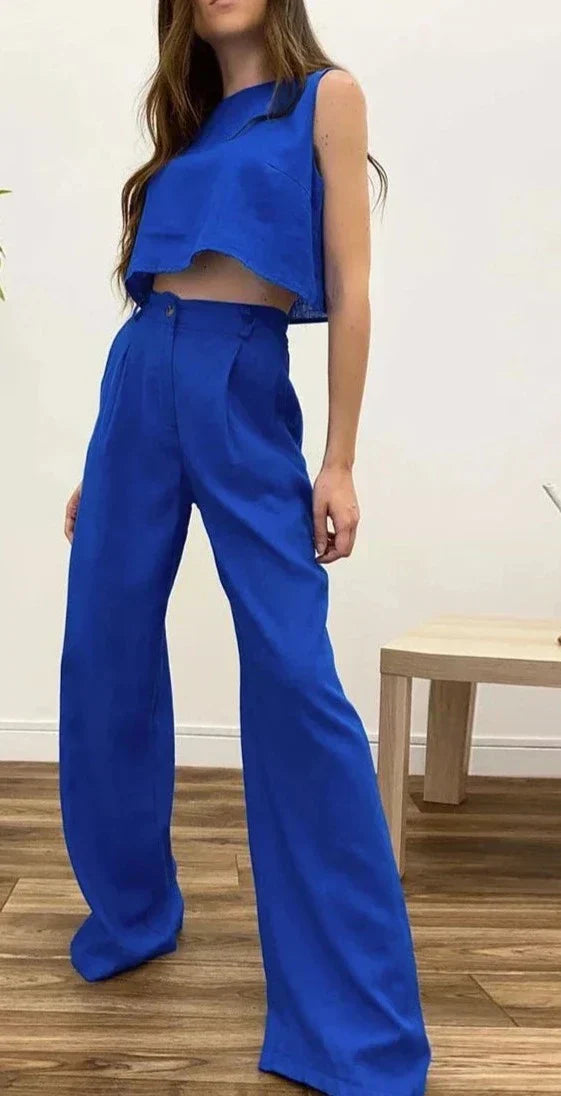 Conjunto calça cintura alta e blusa soltinha Modix