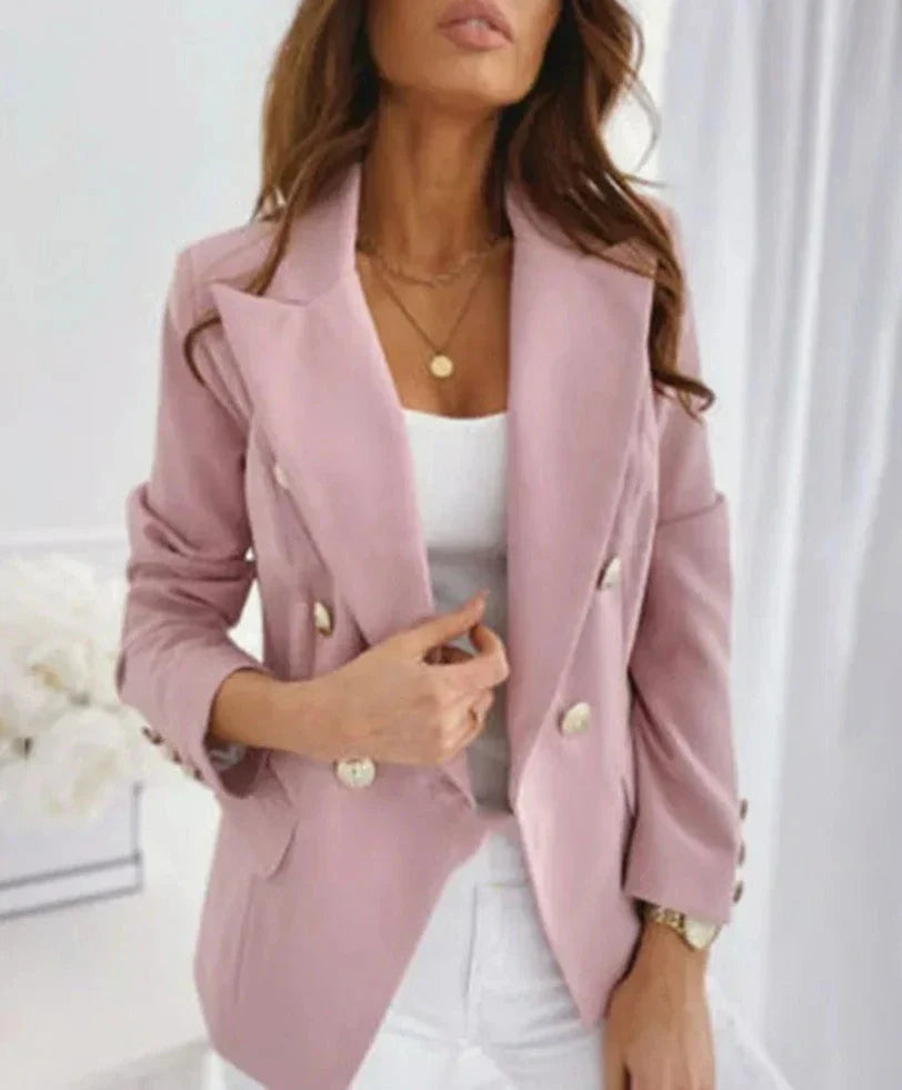 Blazer feminino com ombreiras e manga 3/4 modix