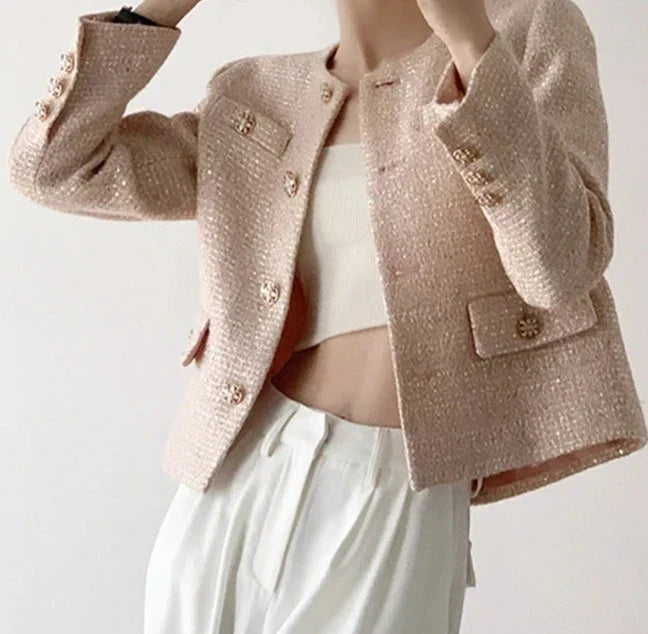 Blazer feminino com bolsos e fechamento com botões modix