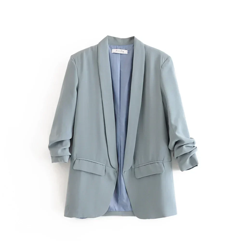 Blazer feminino alongado e manga ajustável modix