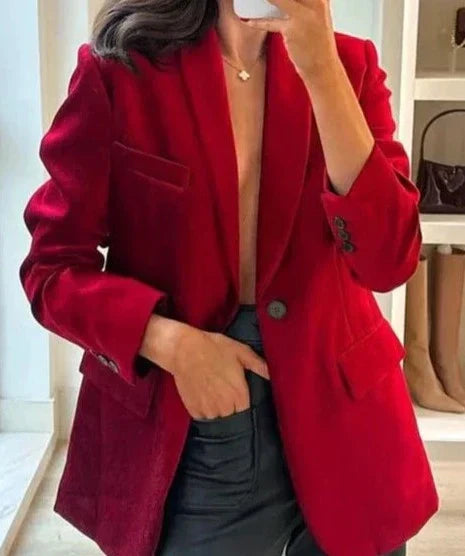 Blazer feminino oversized fechamento simples modix