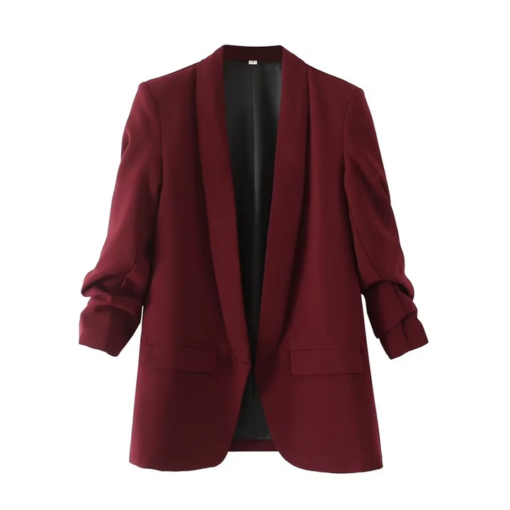 Blazer feminino alongado e manga ajustável modix