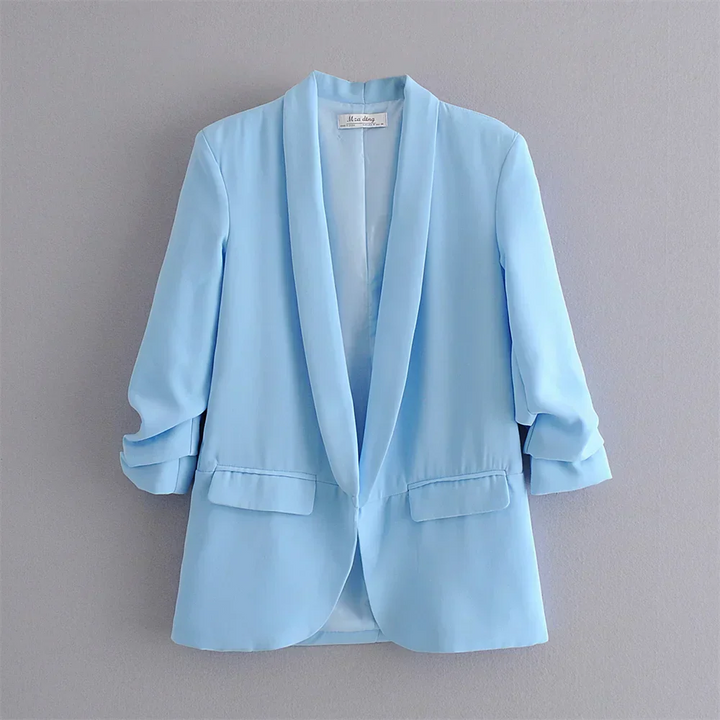 Blazer feminino alongado e manga ajustável modix