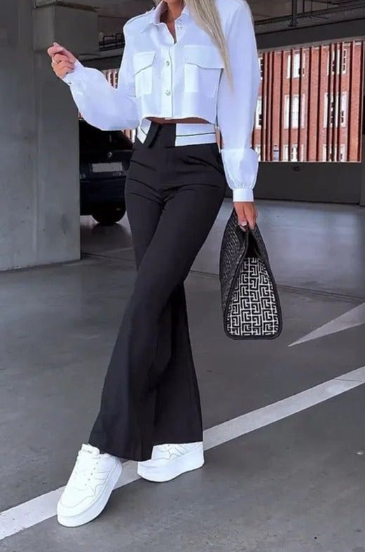 Conjunto calça detalhe no cós e camisa com bolsos Modix