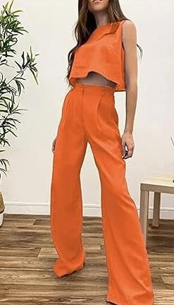 Conjunto calça cintura alta e blusa soltinha Modix